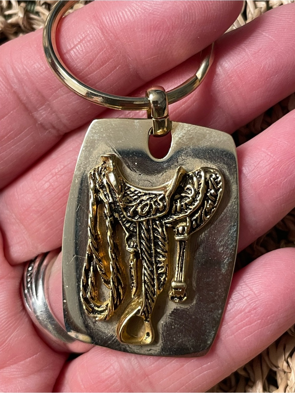 Vintage Brass Saddle Keychain